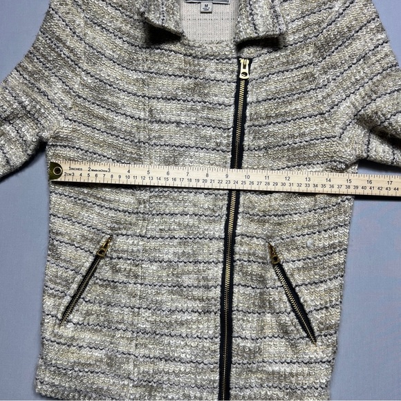 Lucky Brand Marled Moto Knit Boucle Tweed Zip Beige Jacket Sz M - Picture 7 of 8